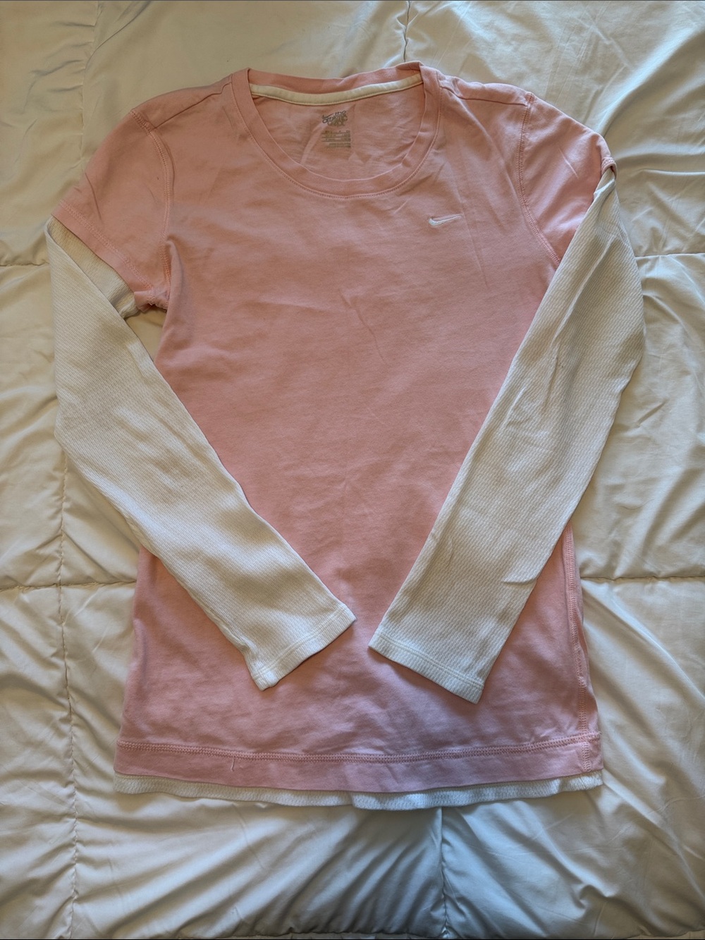 Nike Pink Tee with White Layered Sleeves
